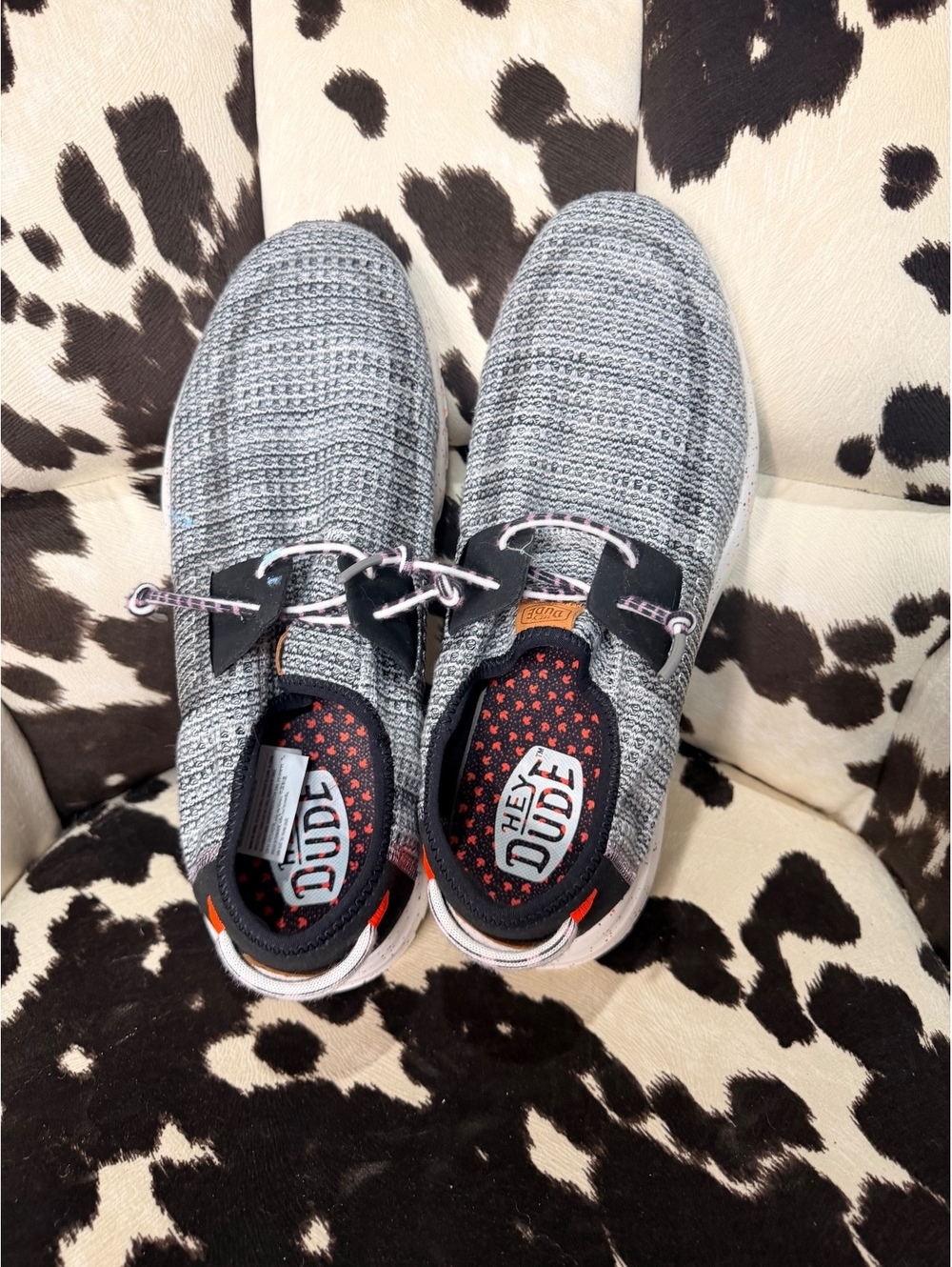 Hey Dude Wally Knit Slip-On Sneakers in Gray and Black, Size 10